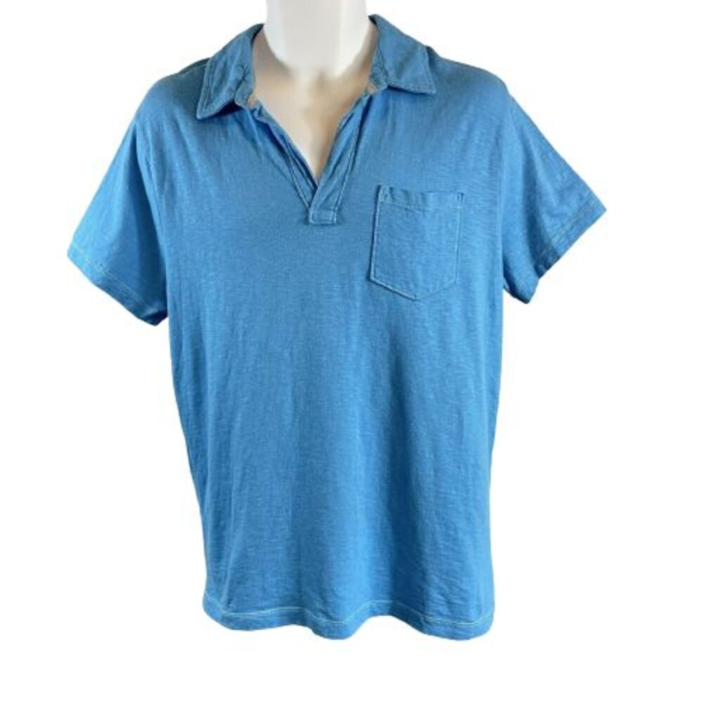 Calvin Klein Jeans Men's M Blue Slub Jersey Polo Shirt 100% Cotton